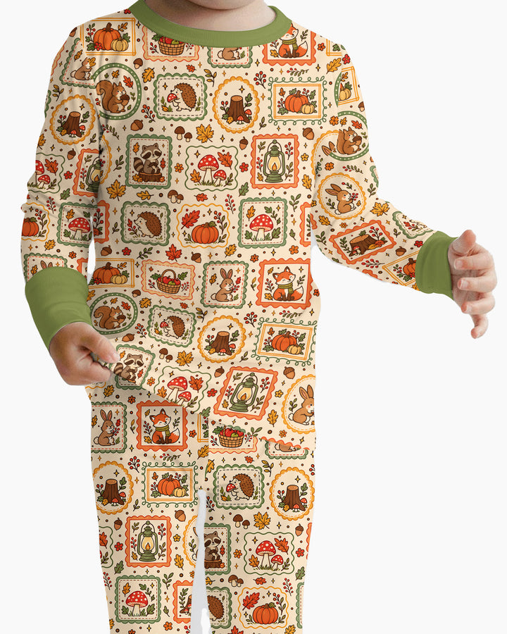 Woodland Animal Fall Bamboo Two Piece Long Sleeve Pajama Set