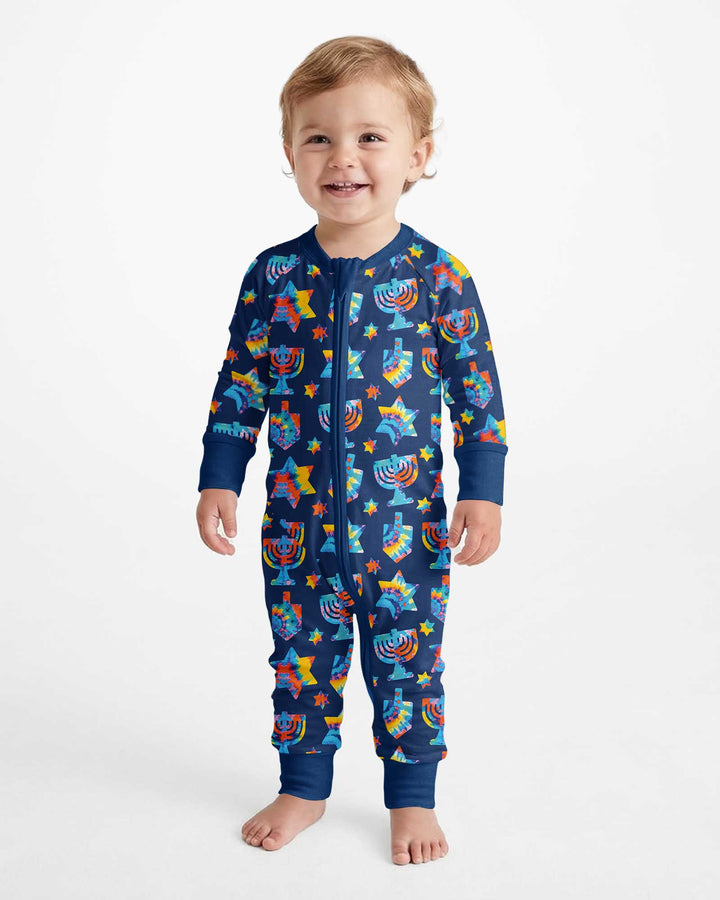 Hanukkah Tie Dye Matching Family Bamboo Convertible Zippy