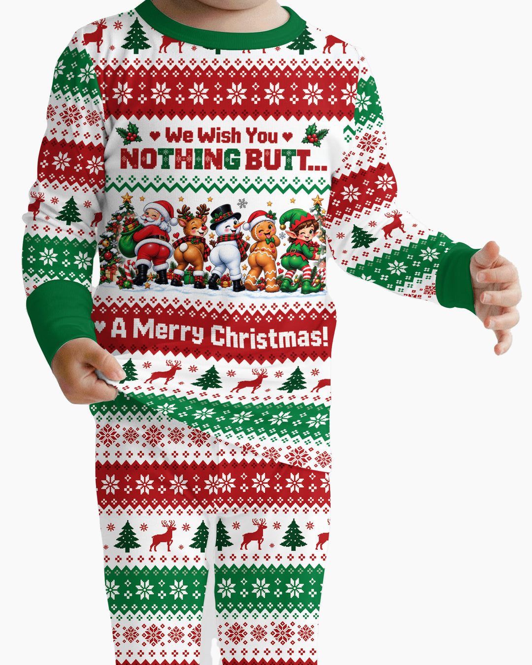 We Wish You Nothing Butt A Merry Christmas Bamboo Two Piece Long Sleeve Pajama Set