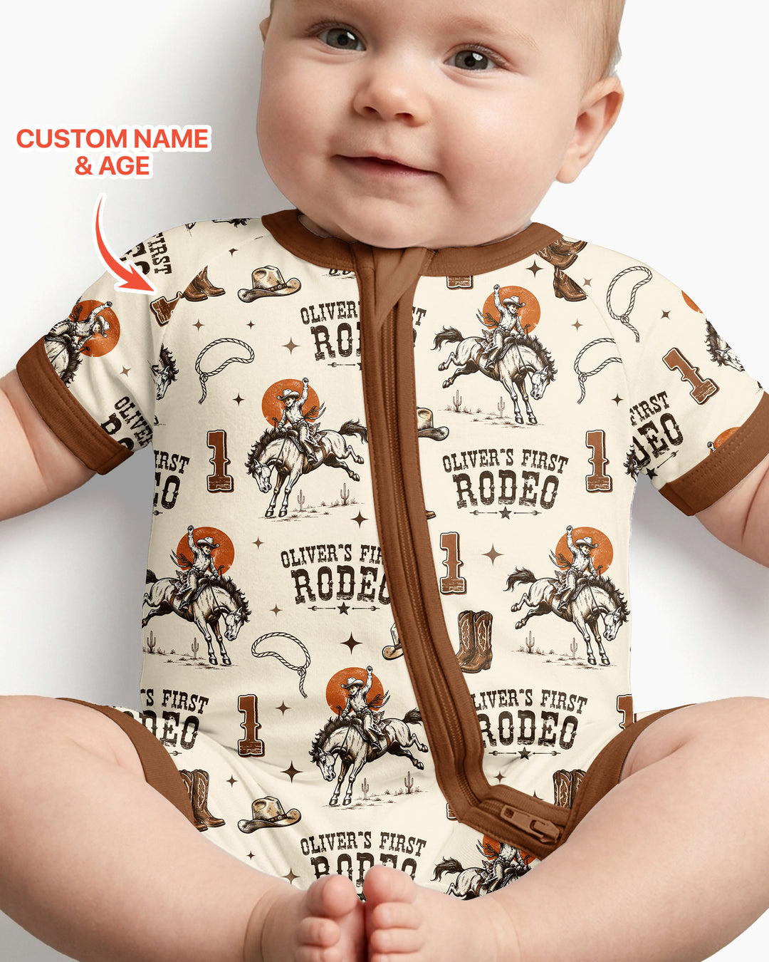 Custom Name Birthday Rodeo Bamboo Shorty Zippy