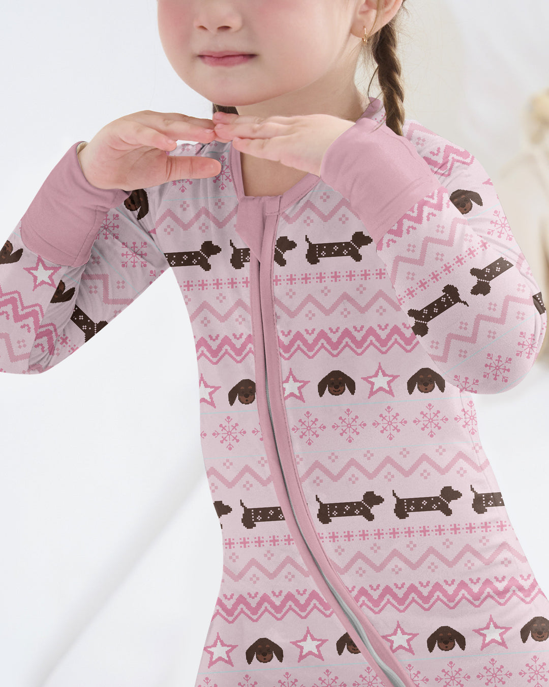 Dachshund Winter Fair Isle Bamboo Convertible Zippy