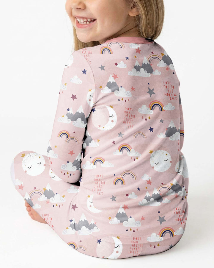 I Love My Big Sister To The Moon And Back Bamboo Two Piece Long Sleeve Pajama Set