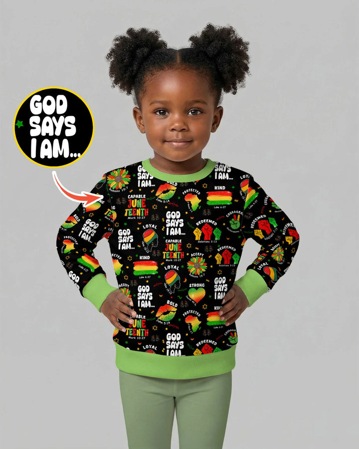 Gott sagt, ich bin Juneteenth Segnungen Bambus Rundhals-Sweatshirt