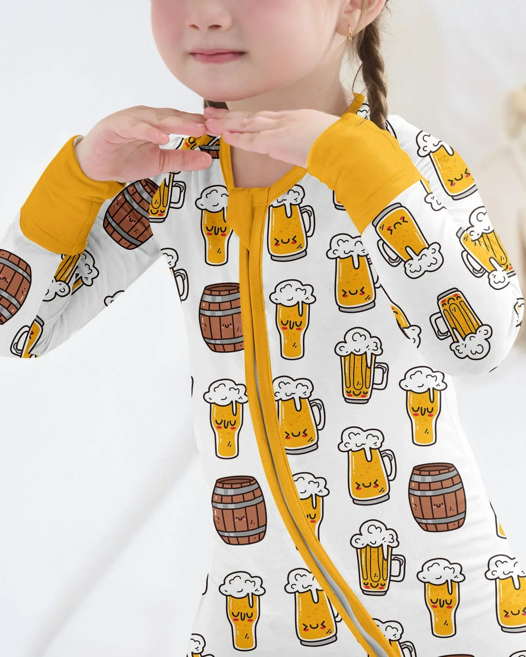 Beer Mugs and Barrels Bamboo Convertible Zippered Romper