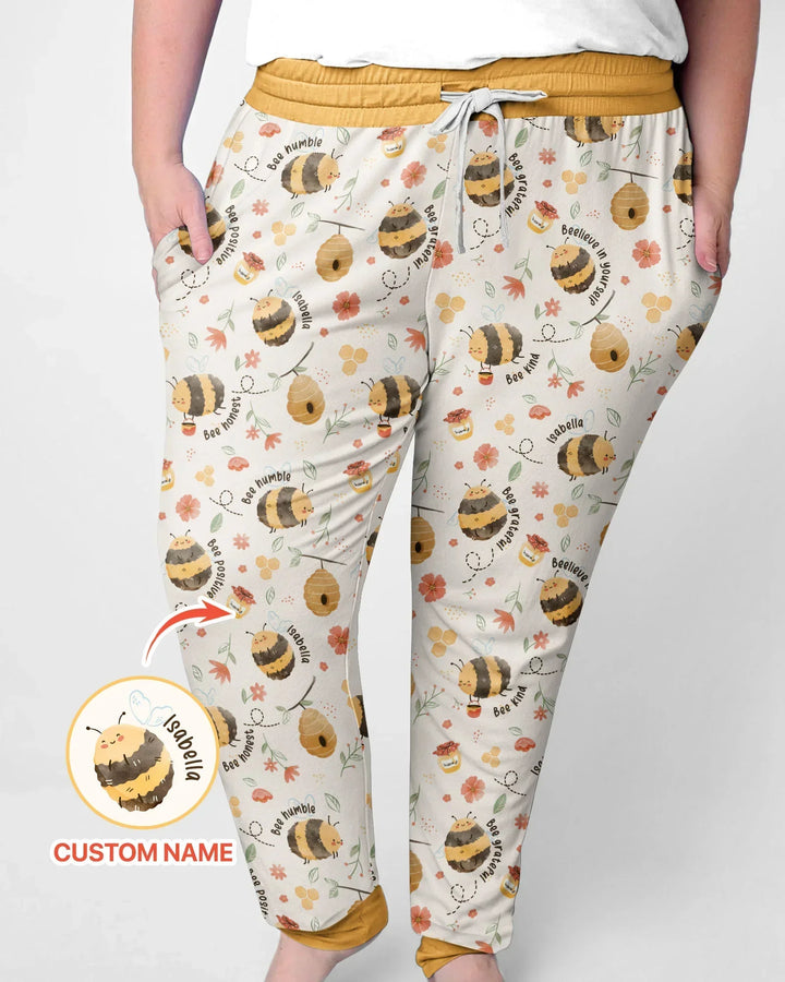 Bienenkind Personalisierter Name Damen-Pyjama-Set aus Bambus