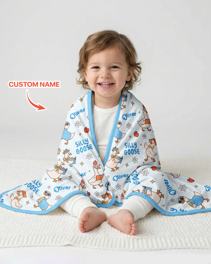 Custom Name Silly Goose Back to School Bamboo Blanket