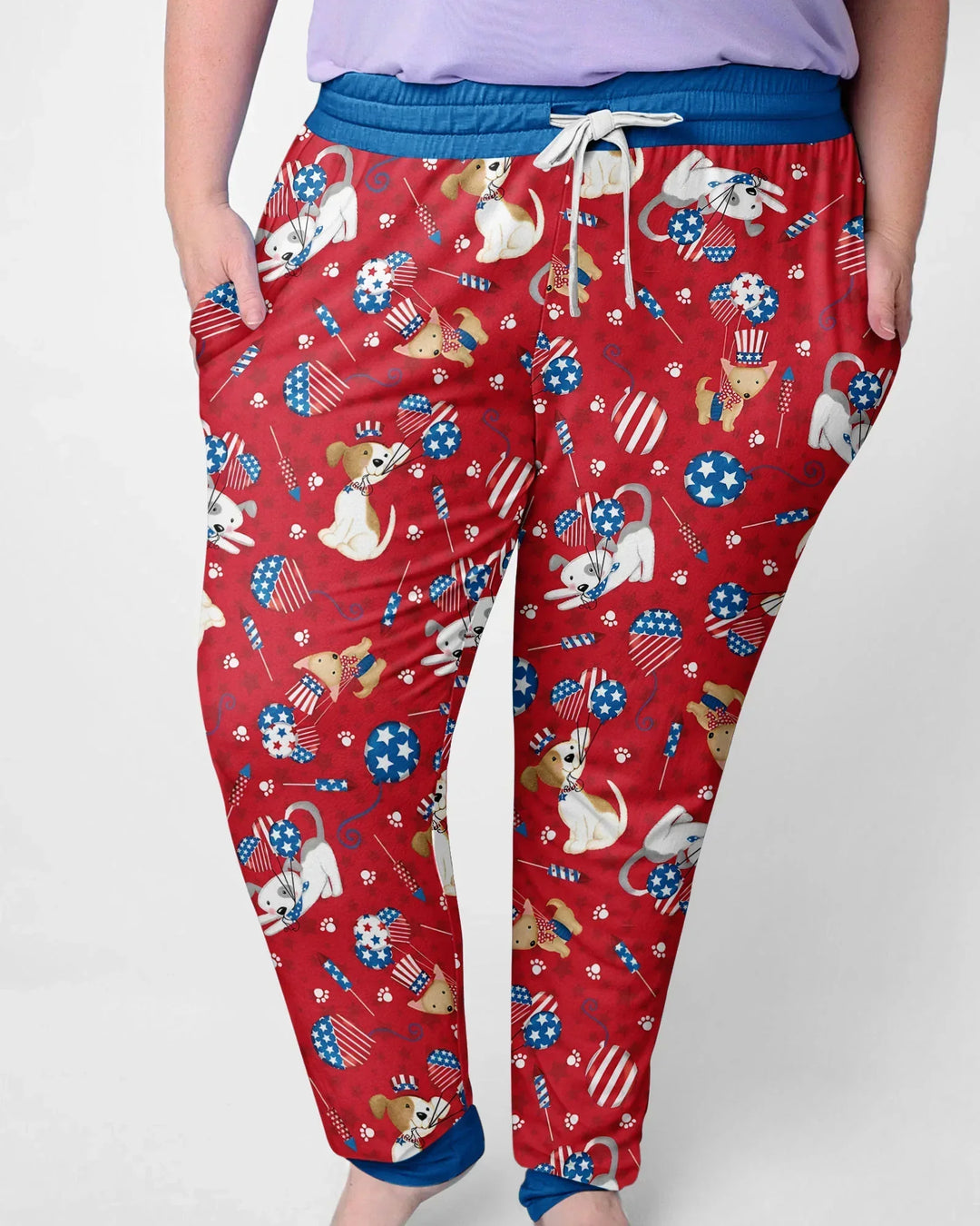Rot, Weiß & Wuff Familien-Pyjama-Set aus Bambus für Damen