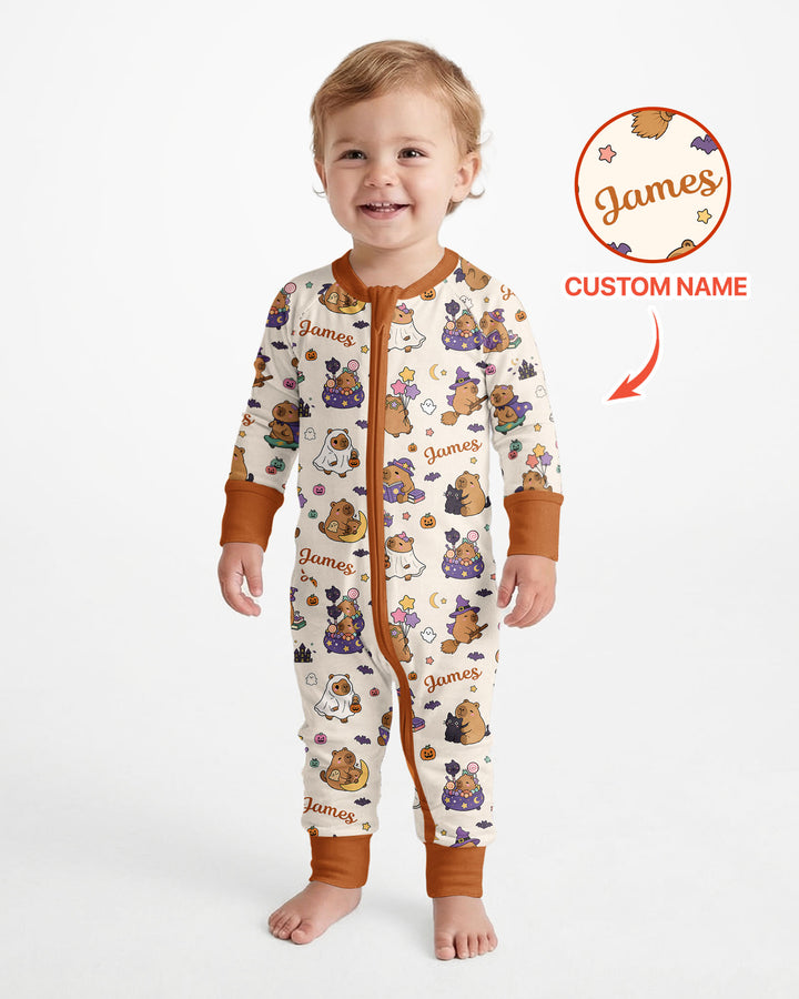 Custom Name Kawaii Halloween Capybara Bamboo Convertible Zippy