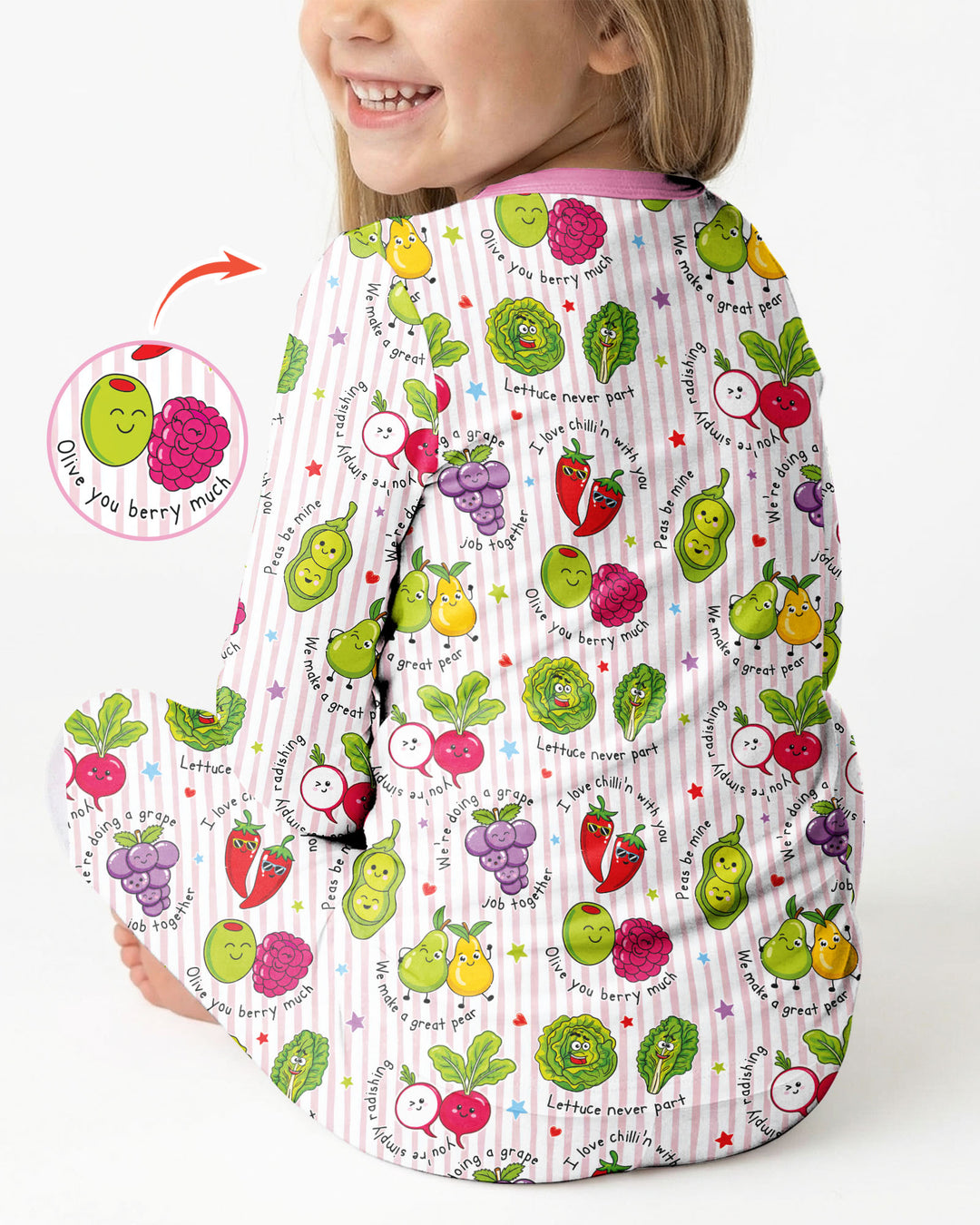 Fruits And Vegetables Love Puns Bamboo Two Piece Long Sleeve Pajama Set