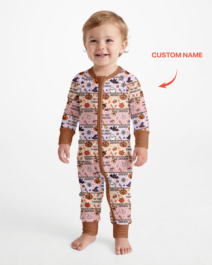 Custom Name My First Hallothanksmas Bamboo Convertible Zippy