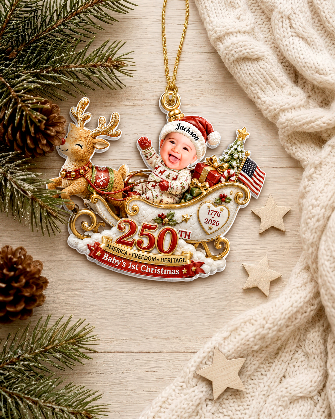 America 250 Baby Personalized 1-Side Photo Acrylic Ornament