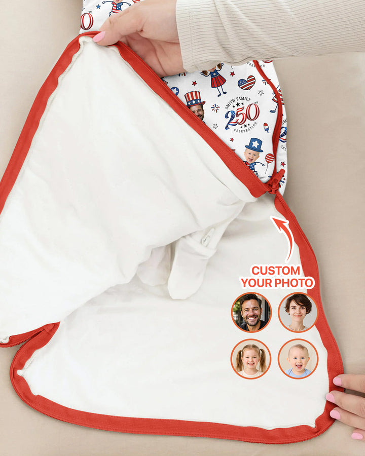 Custom Photo Smith Family Celebration Bamboo Blanket