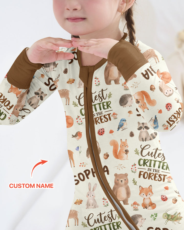 Custom Name Cutest Critter In The Forest Bamboo Convertible Zippy