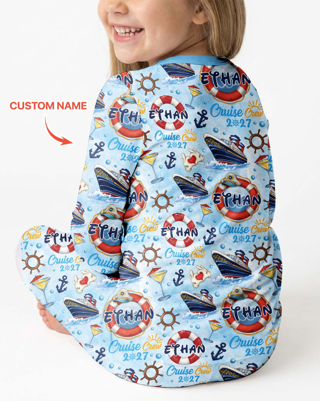 Custom Name Cruise Crew 2027 Bamboo Two Piece Long Sleeve Pajama Set