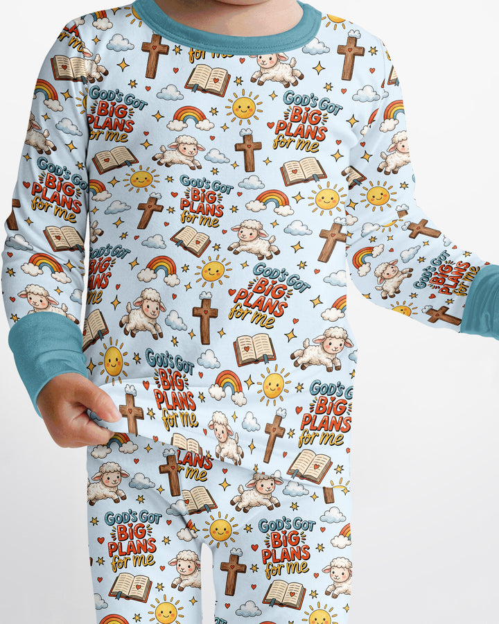 Zweiteiliges Langarm-Pyjama-Set mit Sommerfrüchten