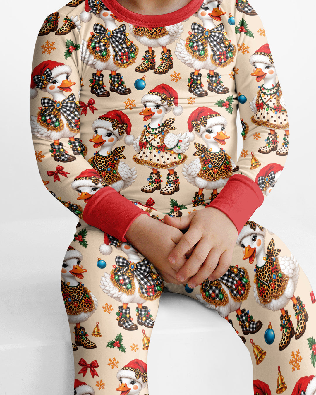 Holly Jolly Cowgirl Ducks Bamboo Two Piece Long Sleeve Pajama Set
