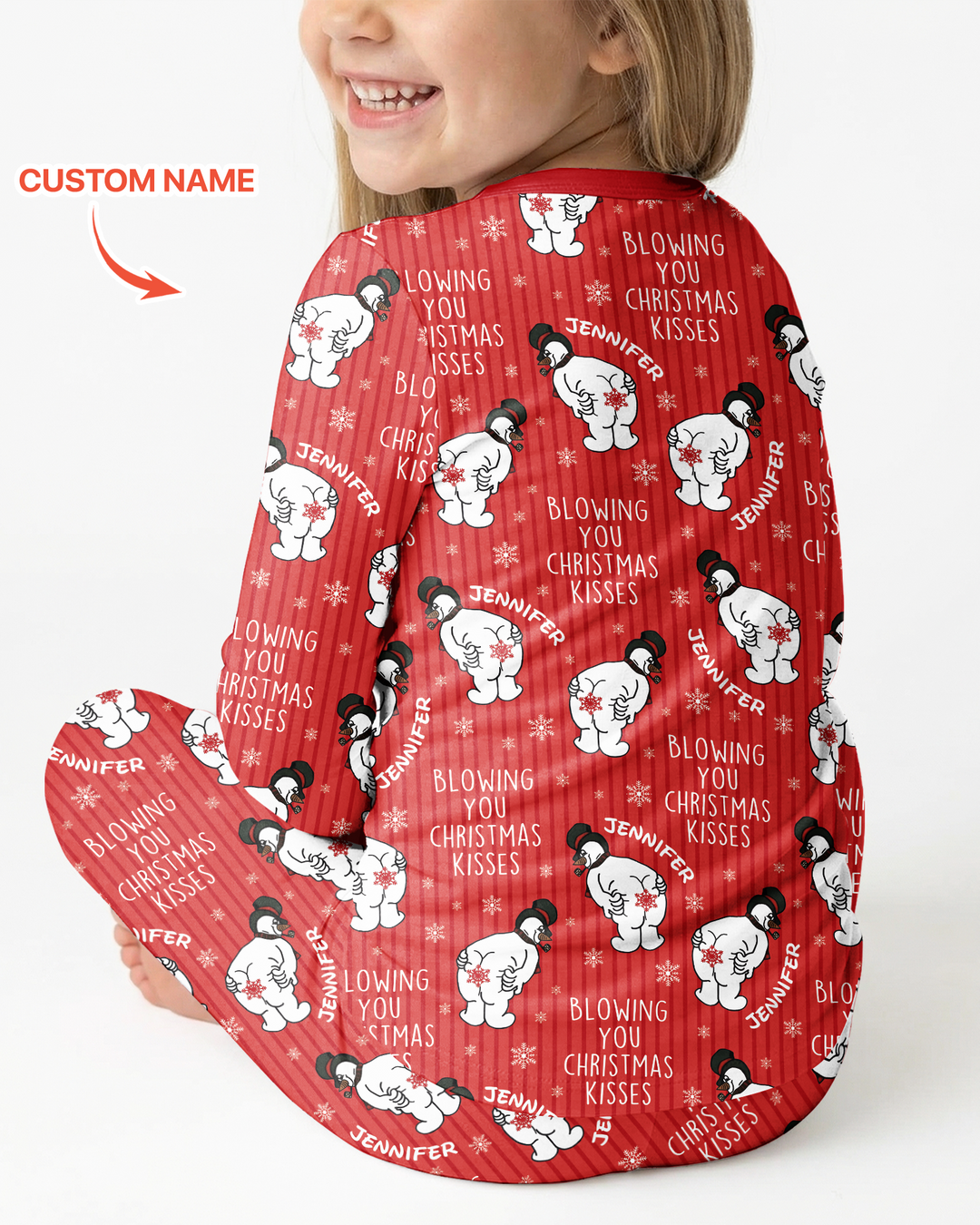 Blowing You Christmas Kisses Bamboo Two Piece Long Sleeve Pajama Set