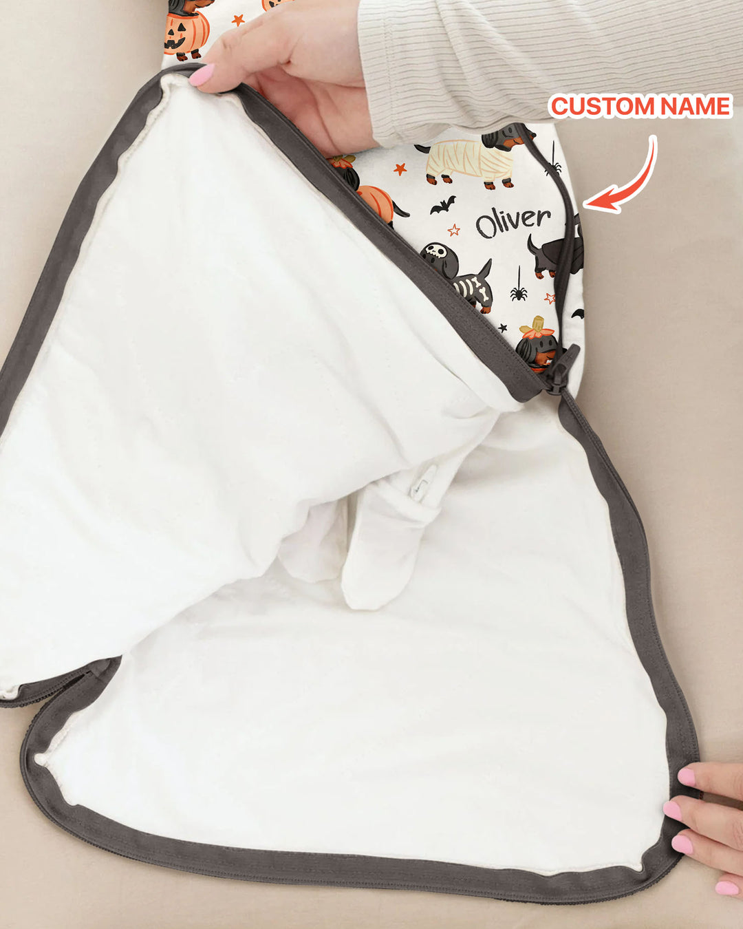 Orange and Black Dachshund Bamboo Sleep Bag