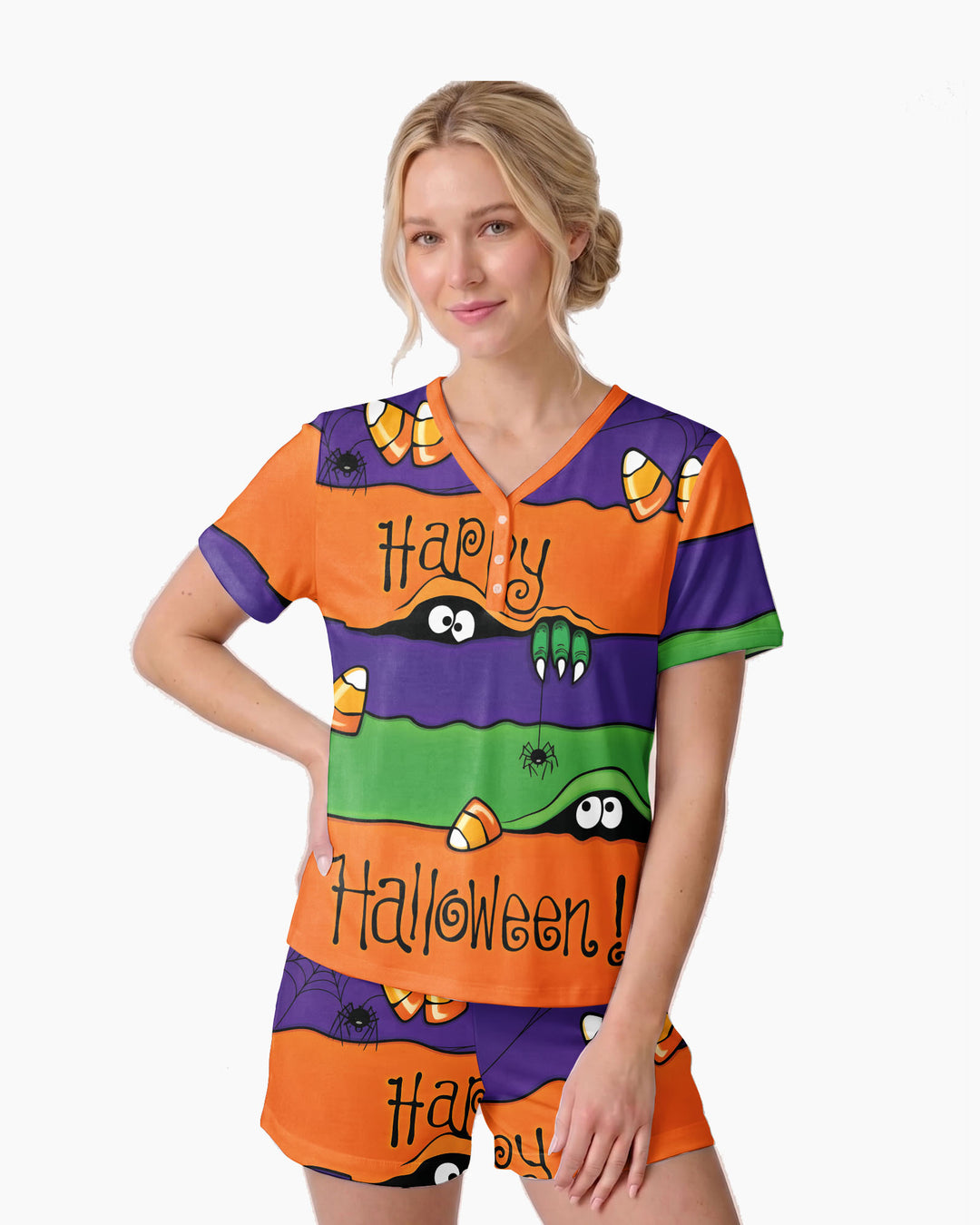 Happy Halloween Bamboo Women Short Sleeve Short Pajama Set