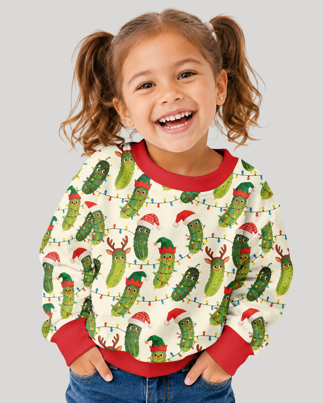 Cheerful Christmas Pickle Bamboo Crewneck Sweatshirt