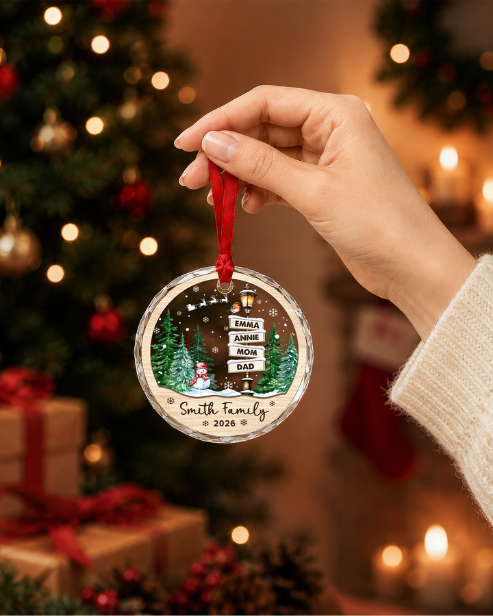 Family Where Begins And Love Never Ends Personalized Glass Ornament
