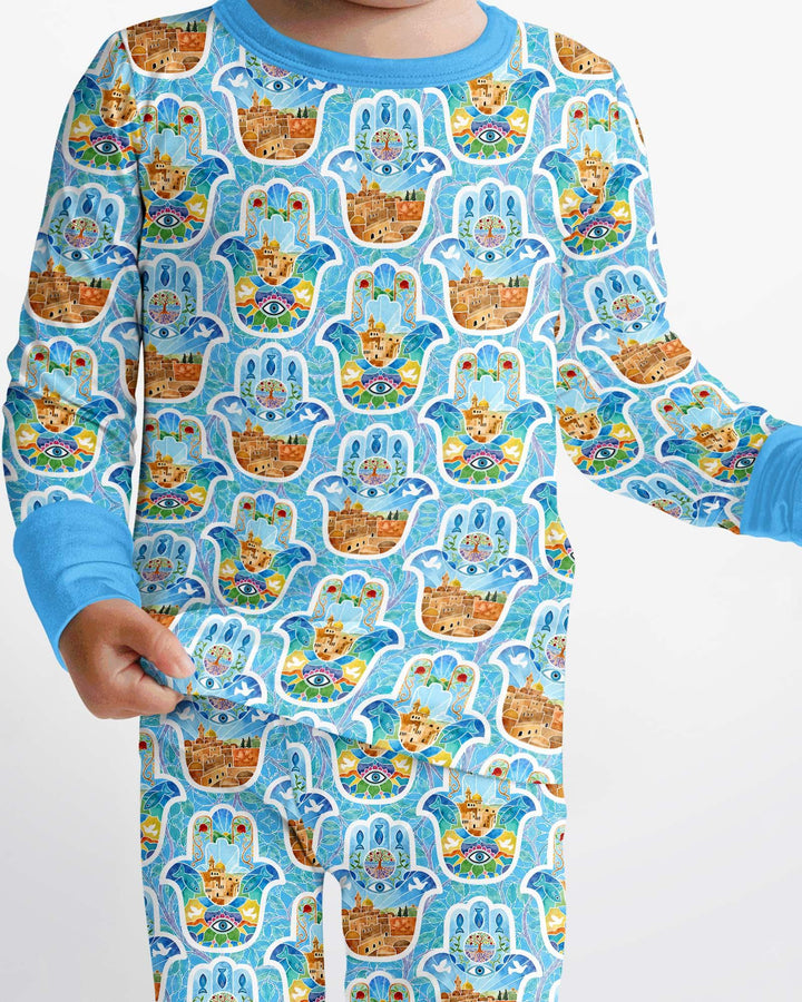 Zweiteiliges Langarm-Pyjama-Set mit Sommerfrüchten