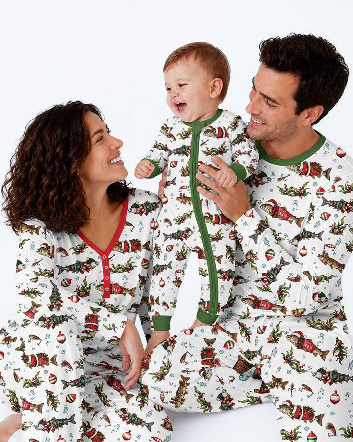 Christmas Trout Fishing Bamboo Men's Pajama Set