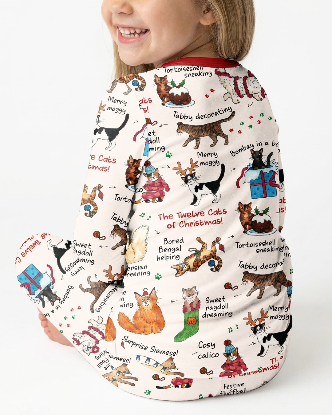 The 12 Cats of Christmas Bamboo Two Piece Long Sleeve Pajama Set