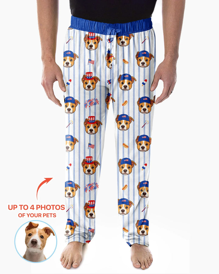 Custom Pet Image 4th of July Family Matching Bamboo Men's Pajama Set