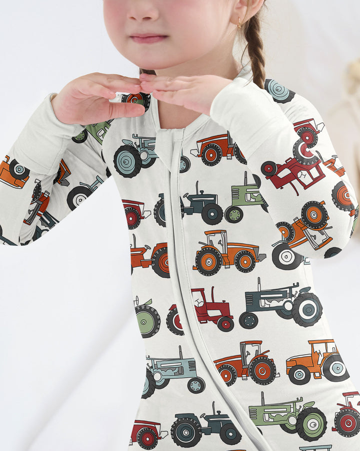 Tiny Tractors Bambus Strampler mit Reißverschluss und wandelbaren Füßen