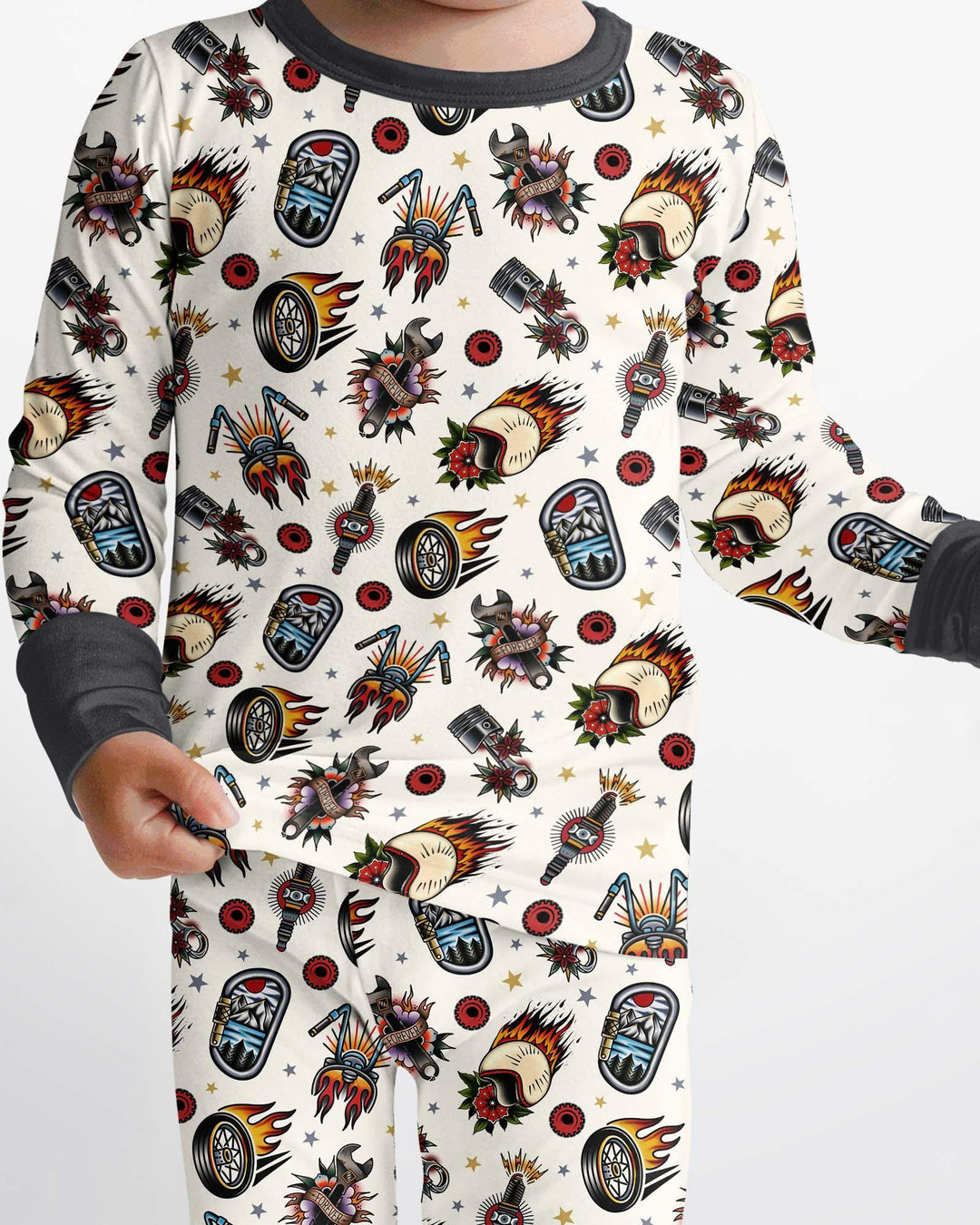 Zweiteiliges Langarm-Pyjama-Set mit Sommerfrüchten