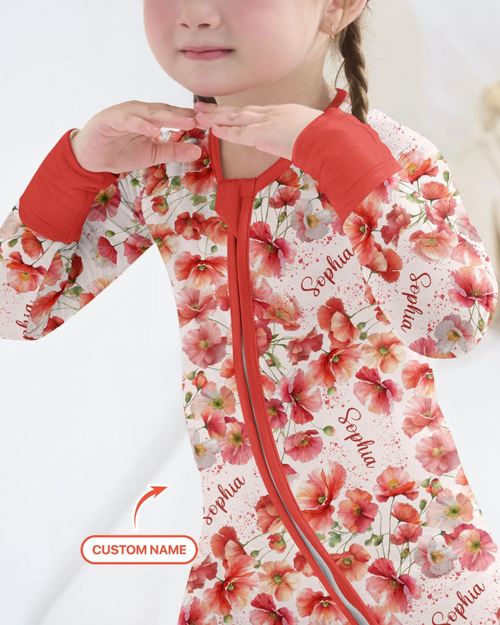 Custom Name Birth Month Flowers Bamboo Convertible Zippy