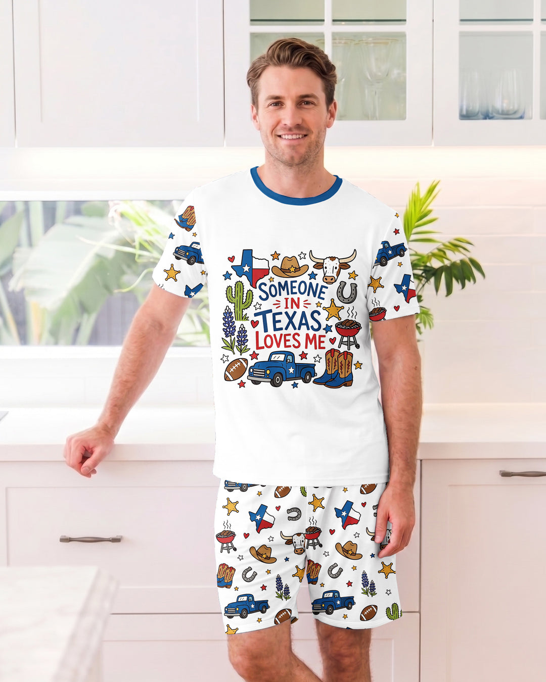 Someone in Texas Loves Me Bamboo Men Short Sleeve Short Pajama Set