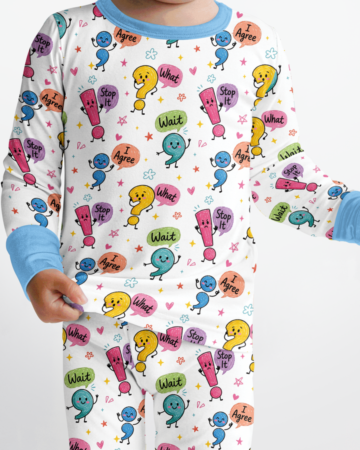 Punctuation Emotion Two Piece Long Sleeve Pajama Set