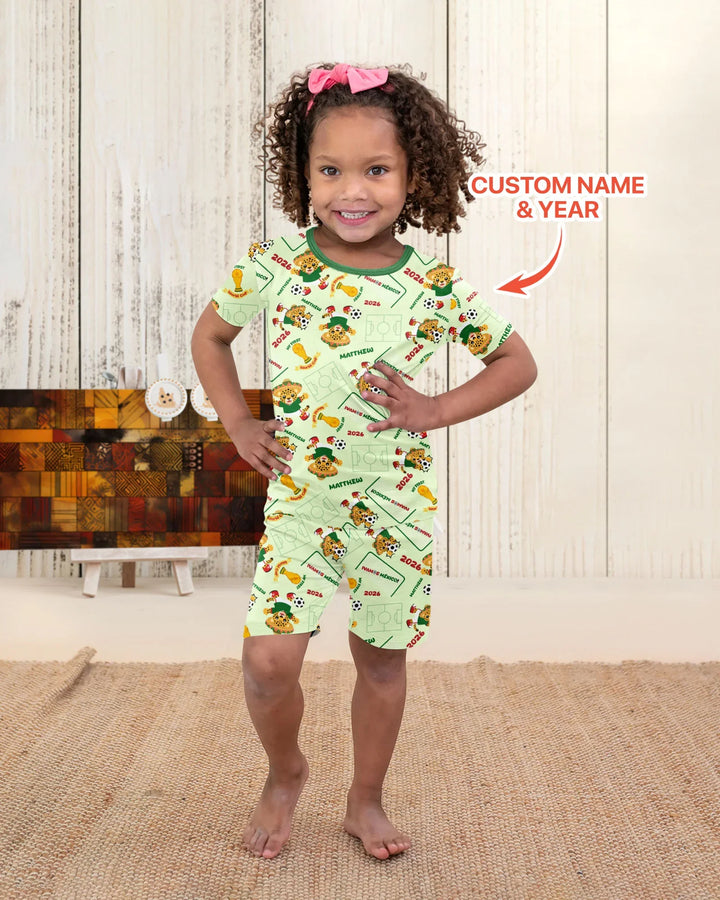 Zweiteiliges Pyjama-Set mit kurzen Ärmeln und Shorts im Sommer-Design