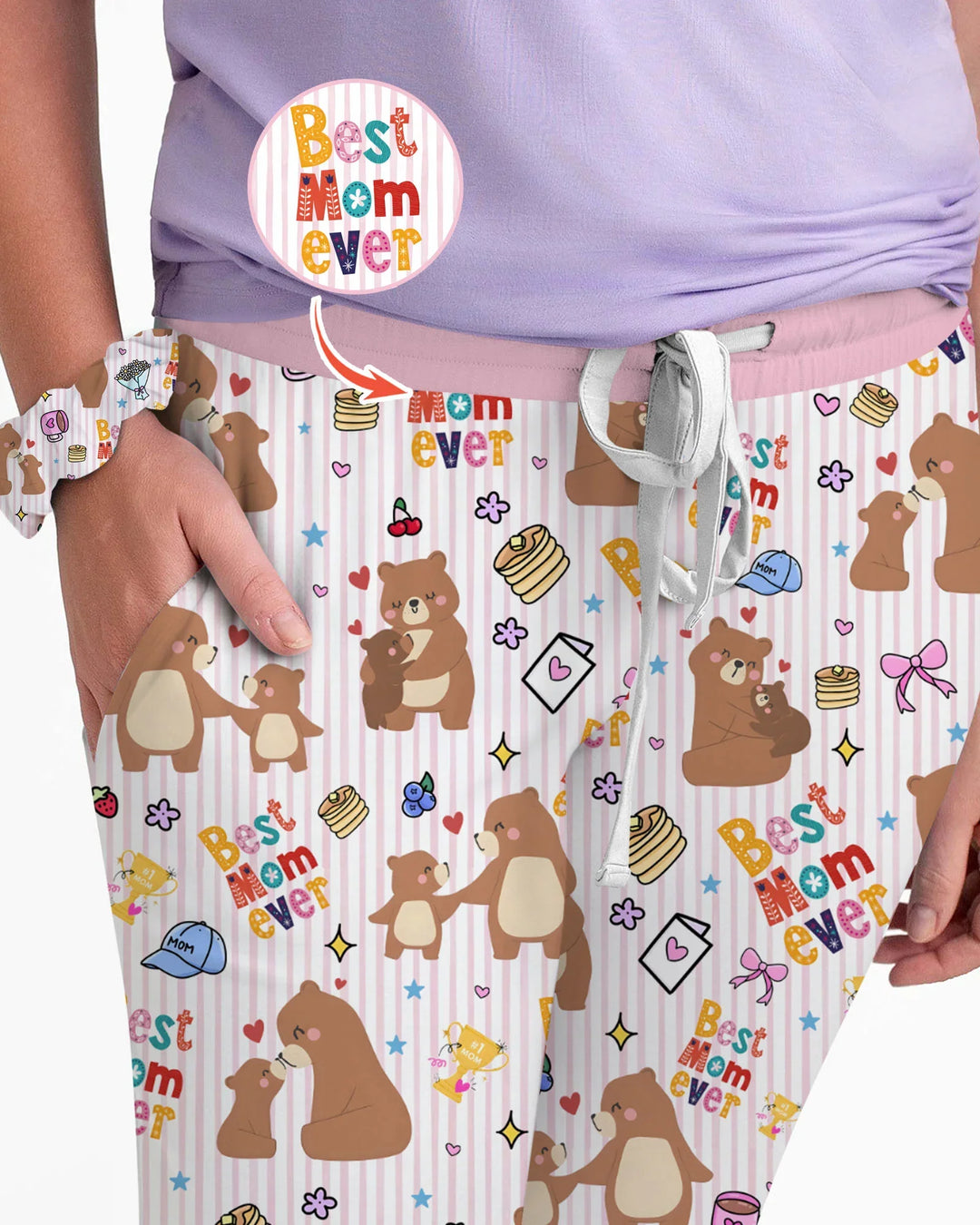 Das beste Mama-Bär aller Zeiten Familien-Pyjama-Set aus Bambus für Damen