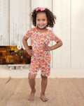 Pink Ghost Pumpkin Fall Floral Halloween Bamboo Two Piece Short Sleeve Shorts Pajama Set