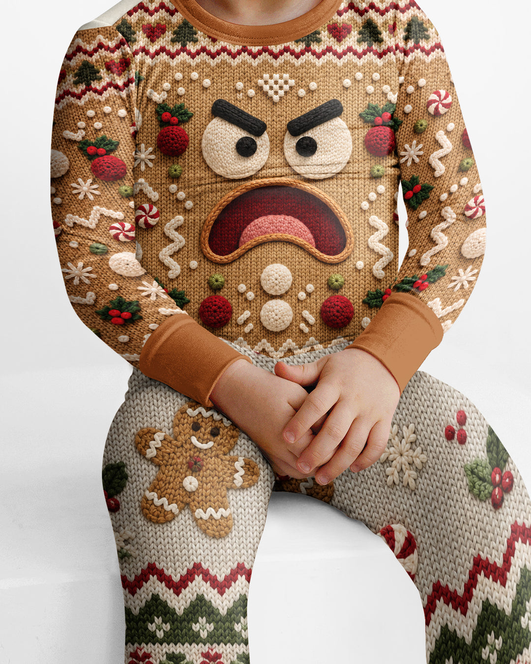 Grumpy Gingerbread Crew Bamboo Two Piece Long Sleeve Pajama Set