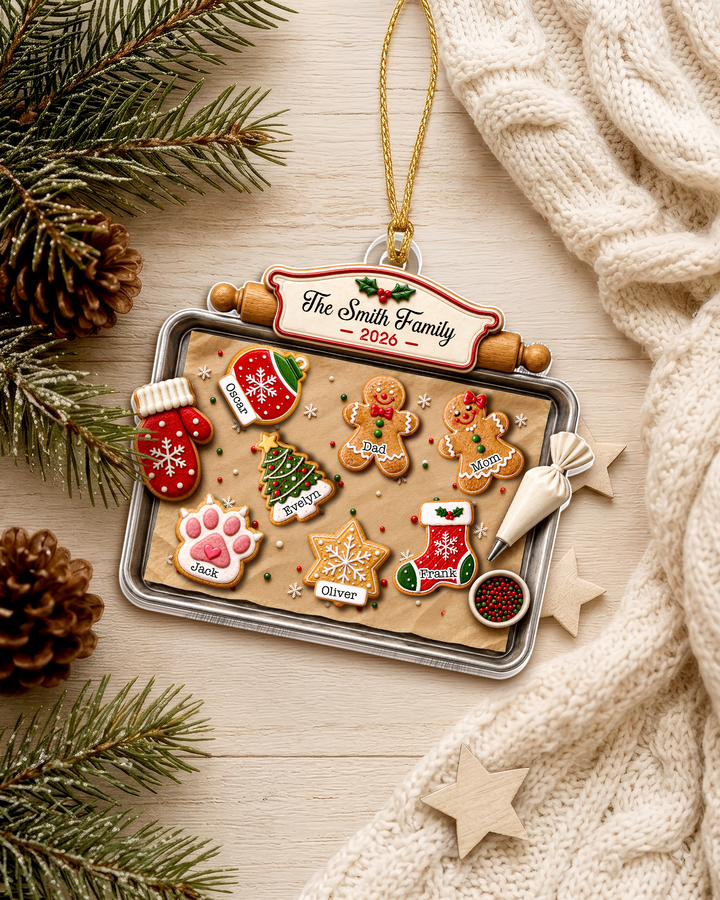 Gingerbread Cookie Family - Personalized Acrylic Ornament