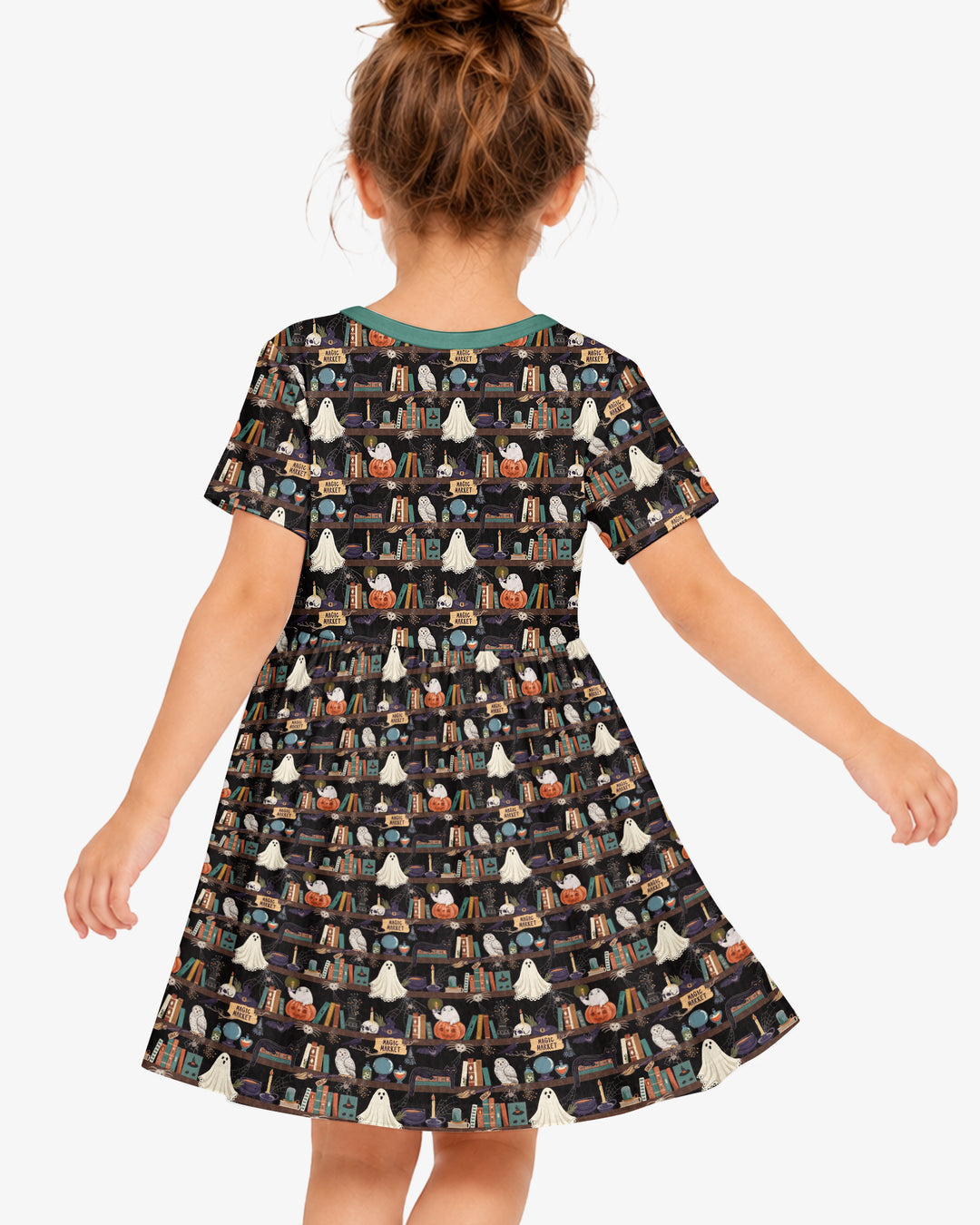 Cute Ghost Witchy Halloween Magic Library Bamboo Twirl Dress