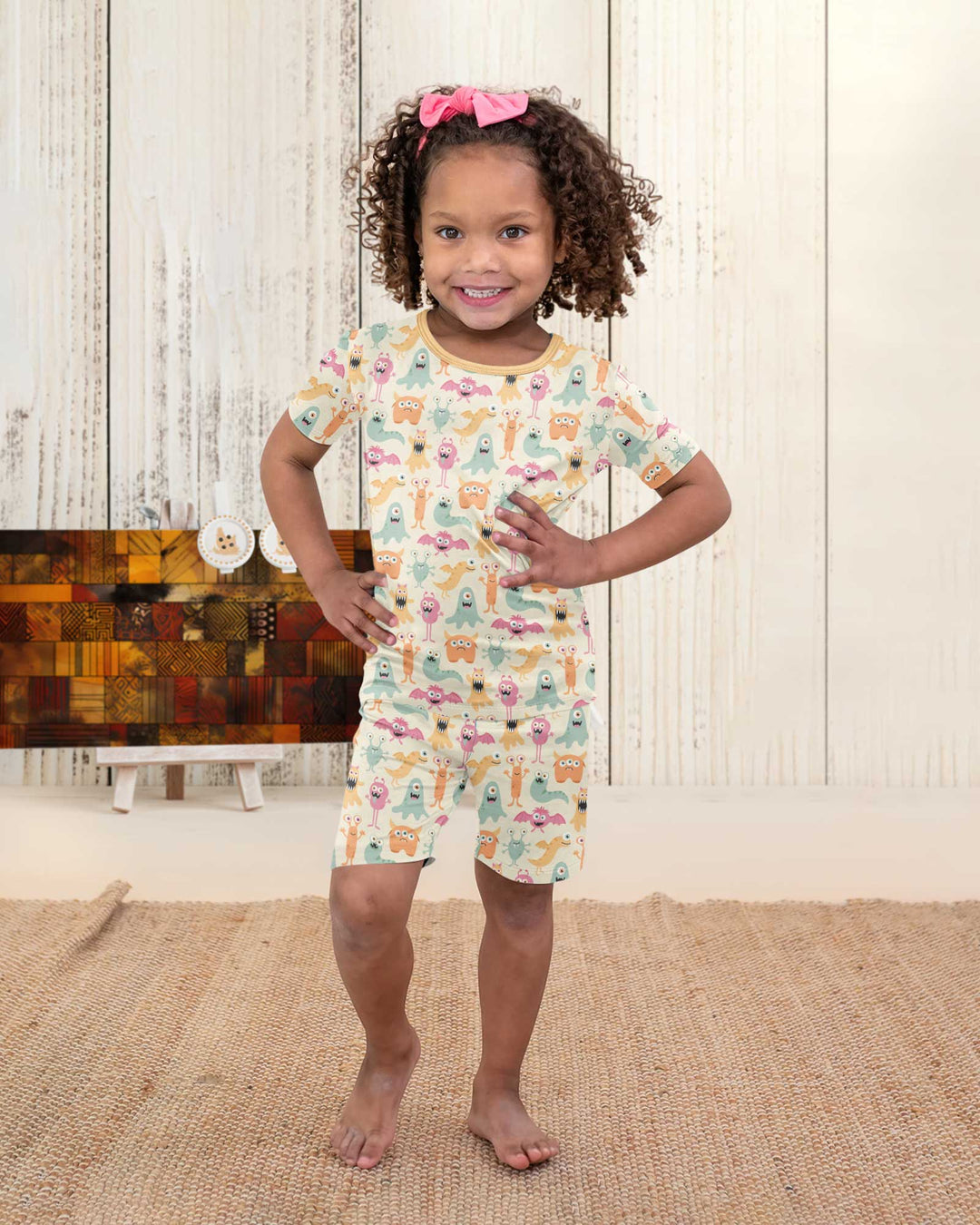 Monster Boo Bash Bamboo Two Piece Short Sleeve Shorts Pajama Set