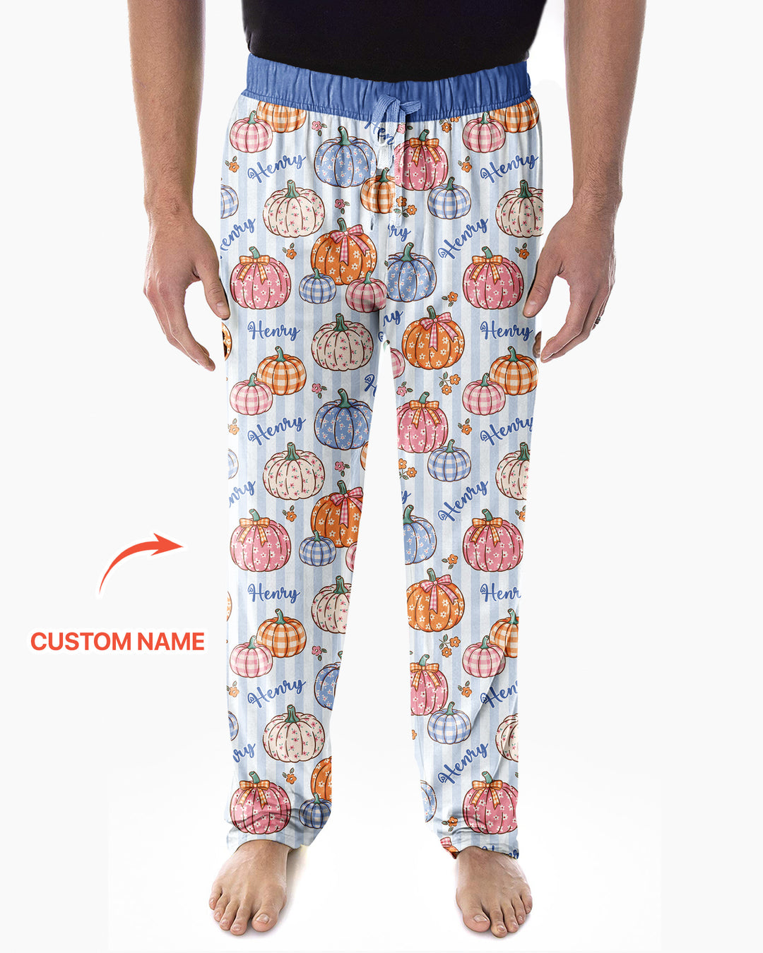 Custom Name Pumpkin Patch Bamboo Men's Pajama Set