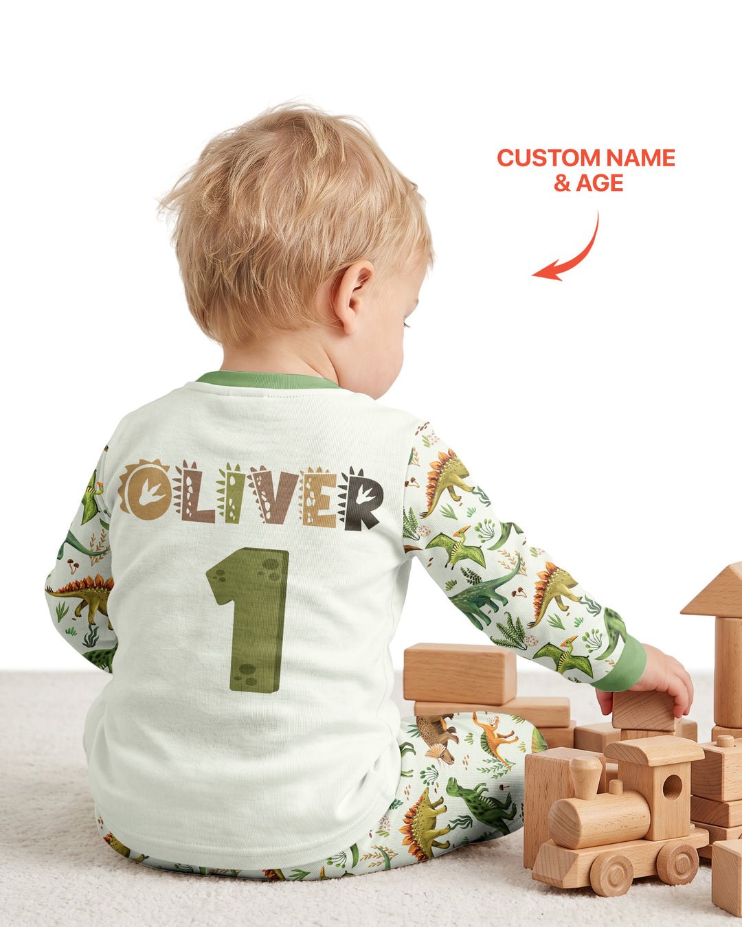 Dinosaur Birthday Boy Bamboo Two Piece Long Sleeve Pajama Set