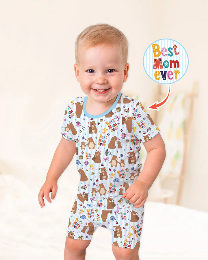 Template Zweiteiliges Pyjama-Set mit kurzen Ärmeln und Shorts
