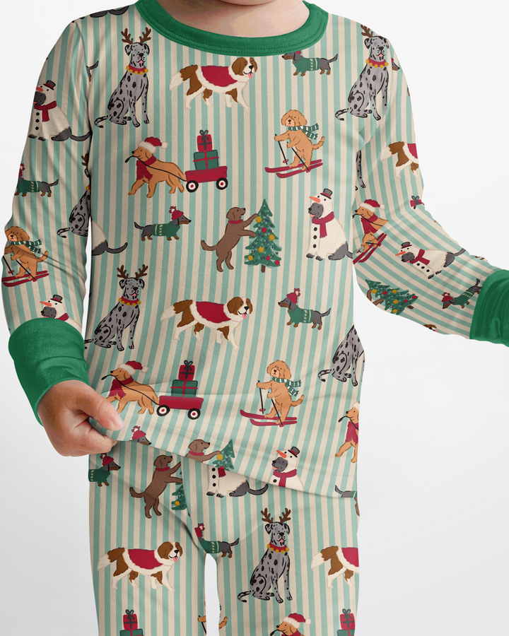 Christmas Pups & Holiday Adventures Bamboo Two Piece Long Sleeve Pajama Set