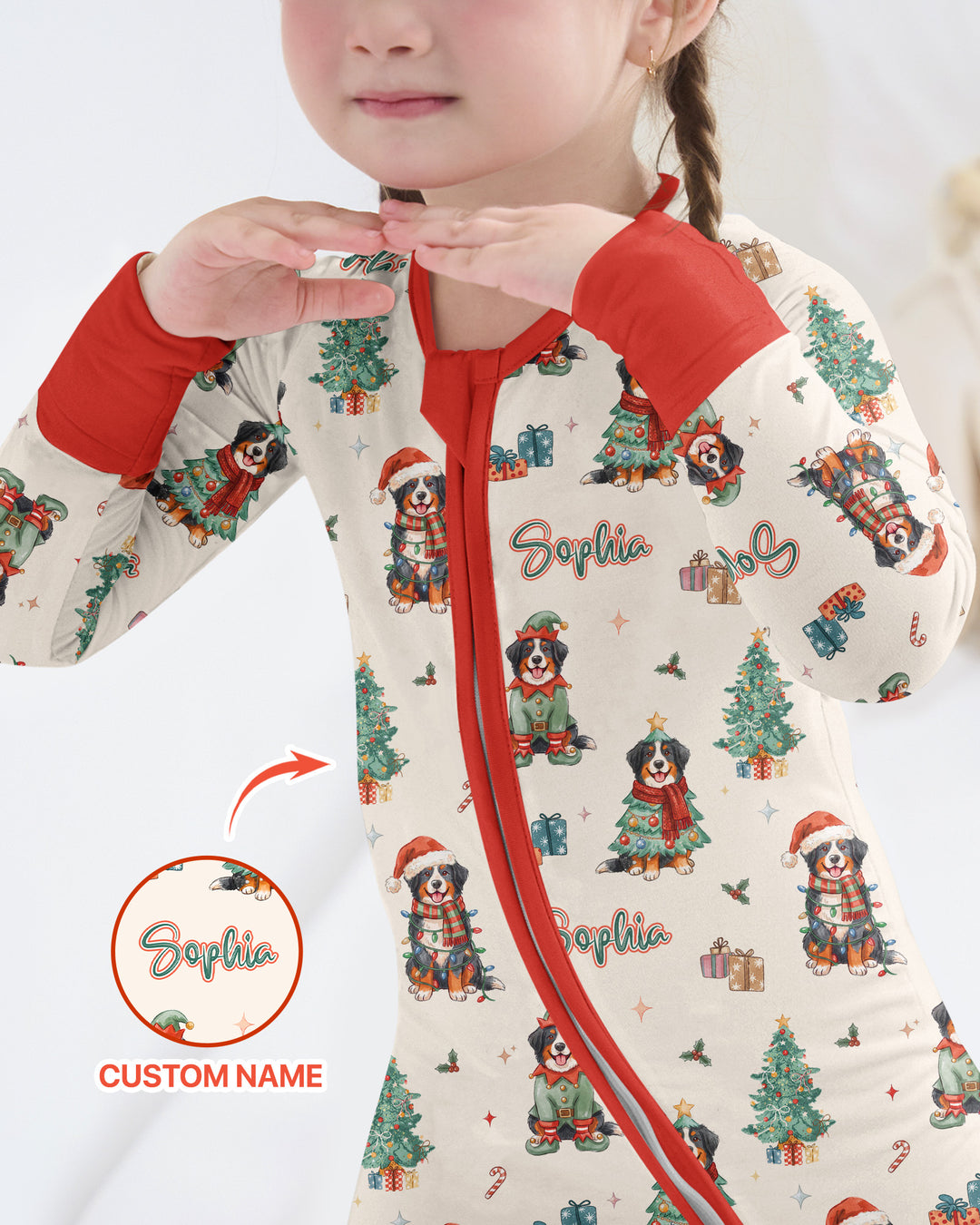 Christmas Bernese Mountain Dog Family Matching Bamboo Convertible Zippy