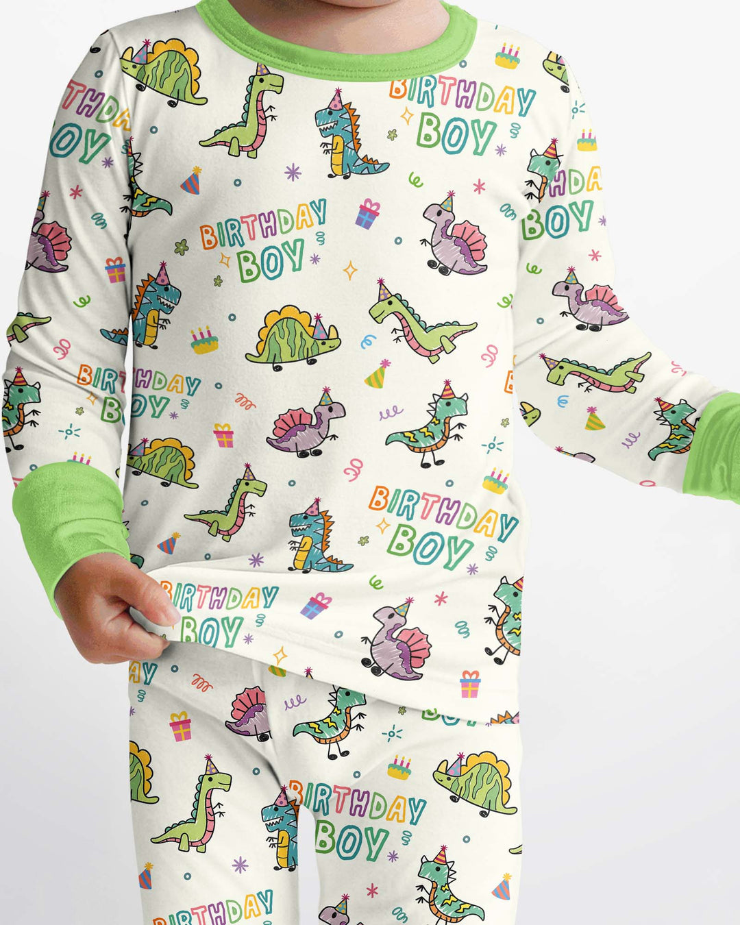 Dino Birthday Boy Bamboo Two Piece Long Sleeve Pajama Set