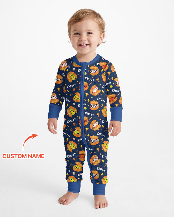 Custom Name Sports Dumpling Bamboo Convertible Zippy