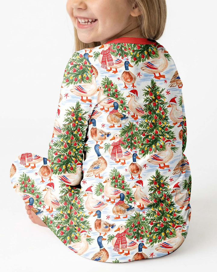 Christmas and Duck Bamboo Two Piece Long Sleeve Pajama Set