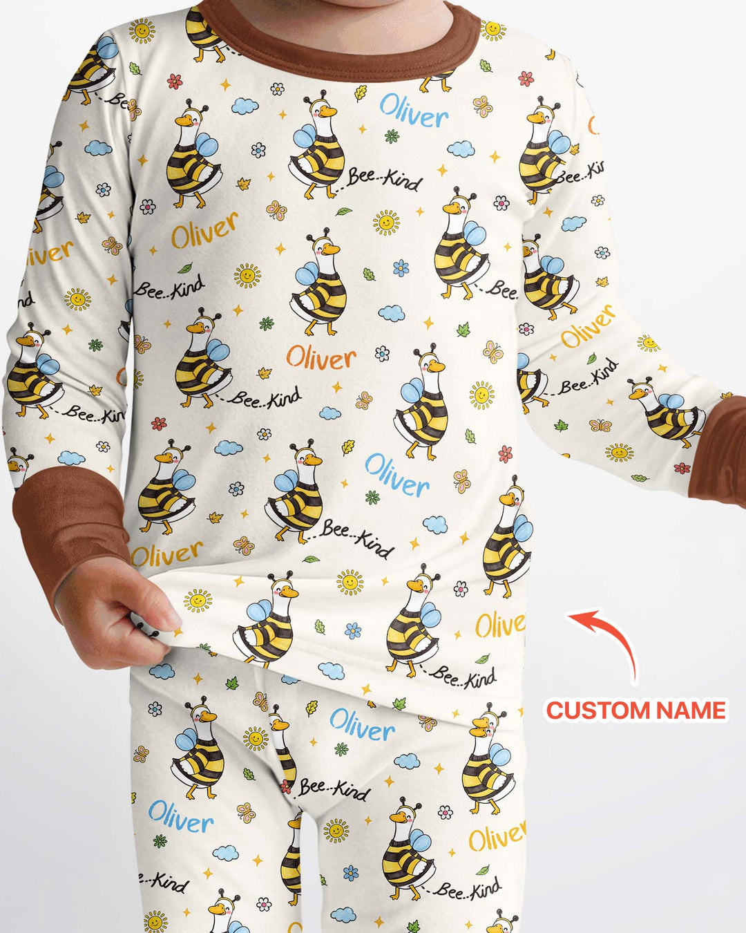 Zweiteiliges Langarm-Pyjama-Set mit Sommerfrüchten
